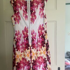 Adrianna Papell Pink and Red Sheath Dress Sleeveless Wedding Guest